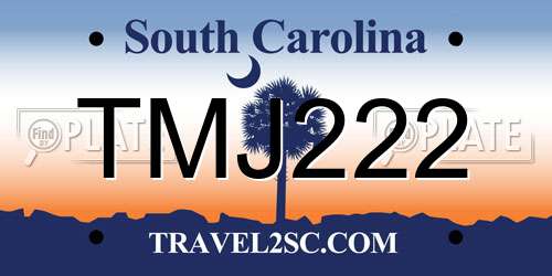 TMJ222 South Carolina License Plate