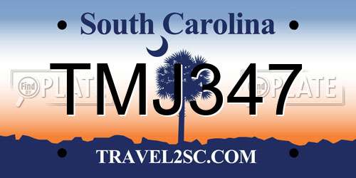 TMJ347 South Carolina License Plate