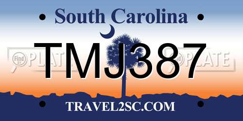 TMJ387 South Carolina License Plate