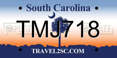 TMJ718 South Carolina License Plate