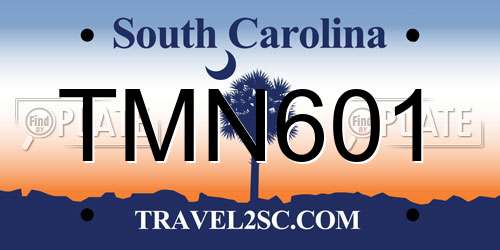 TMN601 South Carolina License Plate
