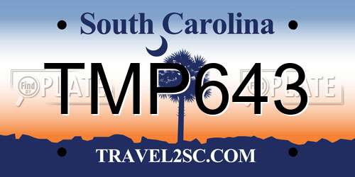 TMP643 South Carolina License Plate