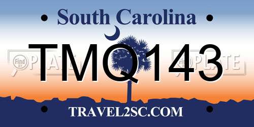 TMQ143 South Carolina License Plate