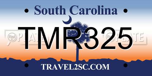 TMR325 South Carolina License Plate