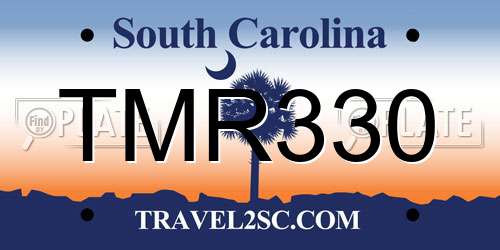 TMR330 South Carolina License Plate