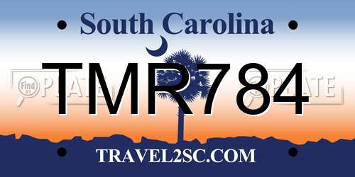 TMR784 South Carolina License Plate