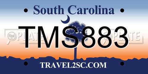TMS883 South Carolina License Plate
