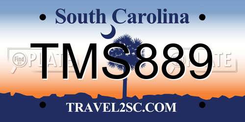 TMS889 South Carolina License Plate