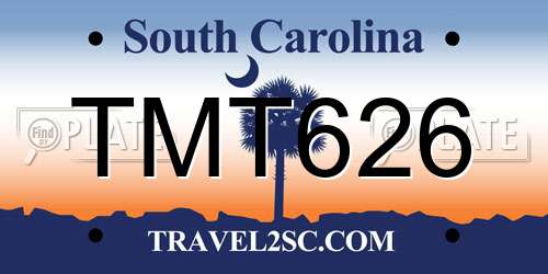 TMT626 South Carolina License Plate
