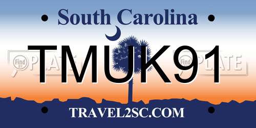 TMUK91 South Carolina License Plate