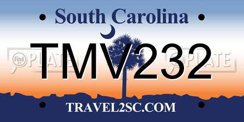 TMV232 South Carolina License Plate