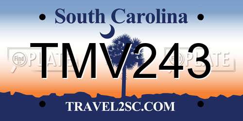 TMV243 South Carolina License Plate