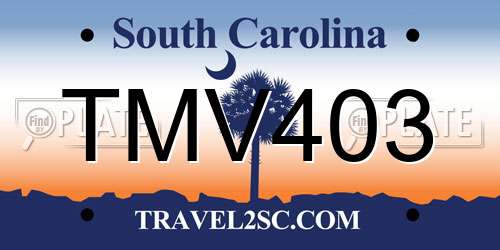 TMV403 South Carolina License Plate