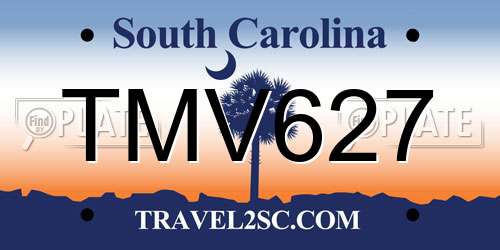 TMV627 South Carolina License Plate