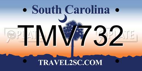 TMV732 South Carolina License Plate