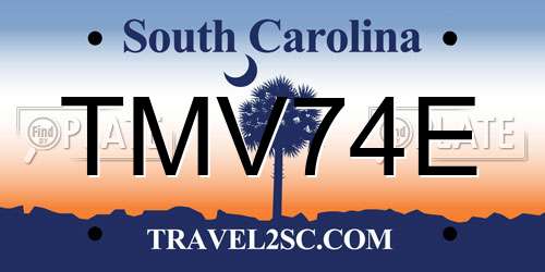 TMV74E South Carolina License Plate