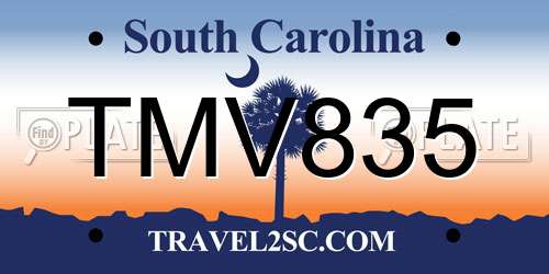 TMV835 South Carolina License Plate