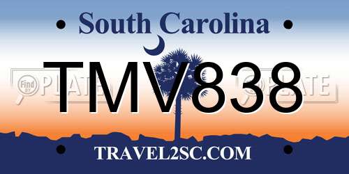 TMV838 South Carolina License Plate