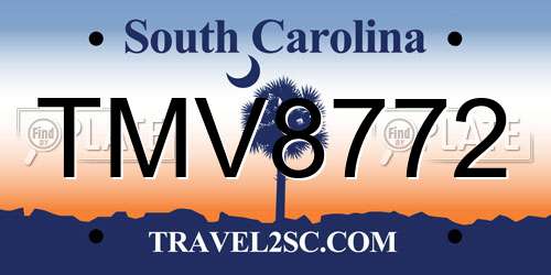 TMV8772 South Carolina License Plate