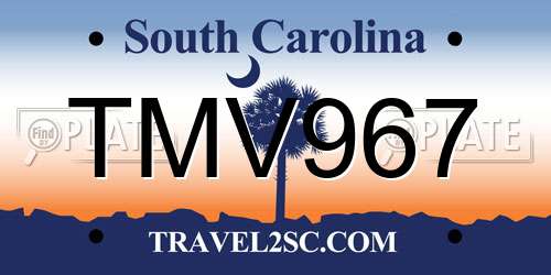 TMV967 South Carolina License Plate