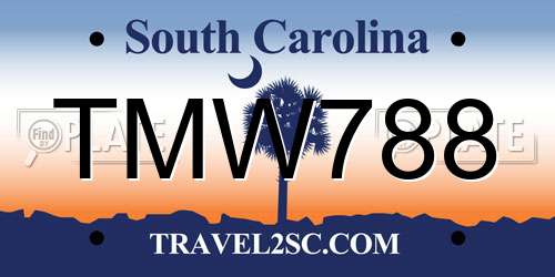 TMW788 South Carolina License Plate