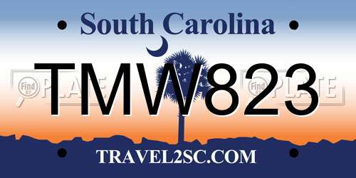 TMW823 South Carolina License Plate