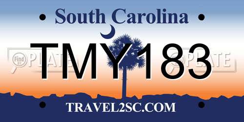TMY183 South Carolina License Plate