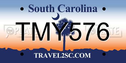 TMY576 South Carolina License Plate
