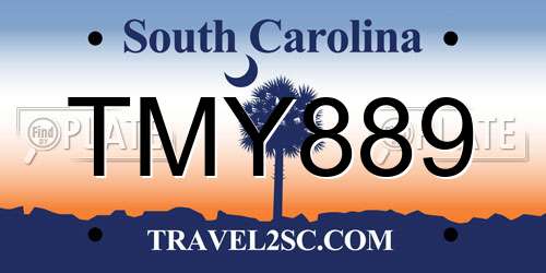 TMY889 South Carolina License Plate