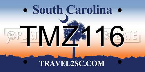 TMZ116 South Carolina License Plate