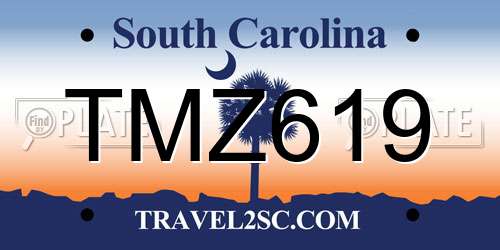 TMZ619 South Carolina License Plate