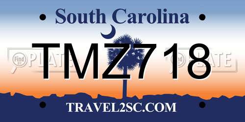 TMZ718 South Carolina License Plate