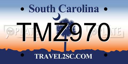TMZ970 South Carolina License Plate