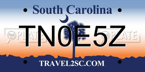TN0E5Z South Carolina License Plate