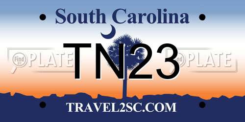 TN23 South Carolina License Plate