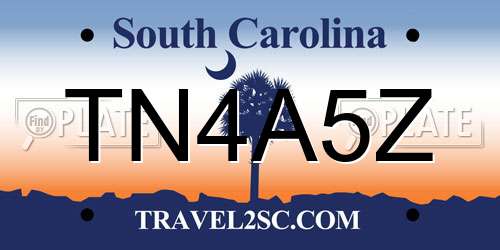 TN4A5Z South Carolina License Plate