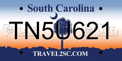 TN5U621 South Carolina License Plate