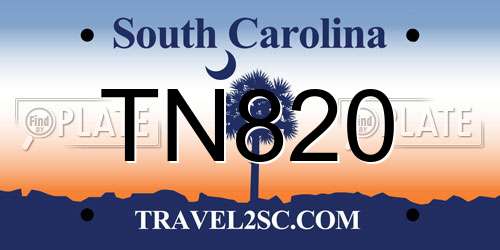 TN820 South Carolina License Plate