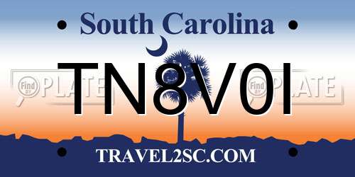 TN8V0I South Carolina License Plate
