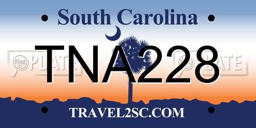 TNA228 South Carolina License Plate