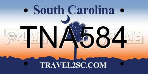 TNA584 South Carolina License Plate