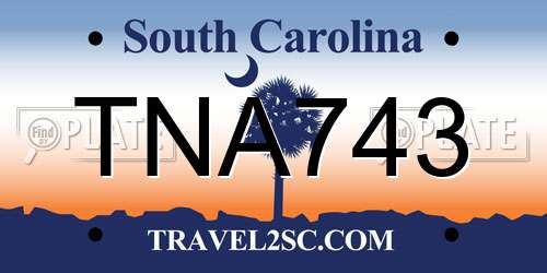 TNA743 South Carolina License Plate