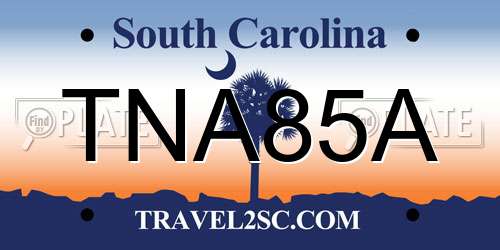 TNA85A South Carolina License Plate