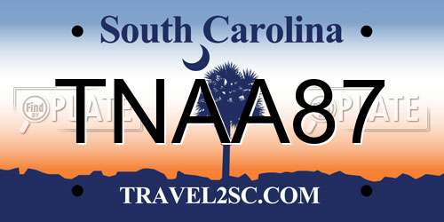TNAA87 South Carolina License Plate
