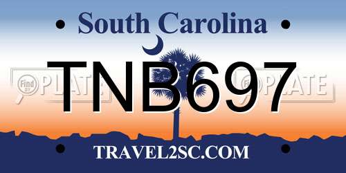 TNB697 South Carolina License Plate