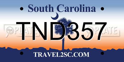TND357 South Carolina License Plate