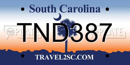 TND387 South Carolina License Plate