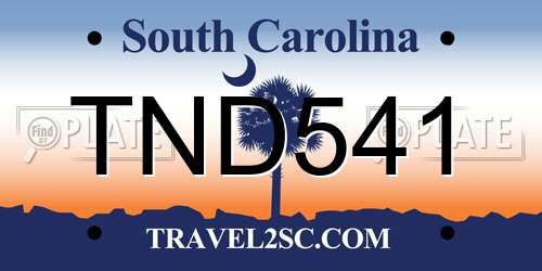 TND541 South Carolina License Plate