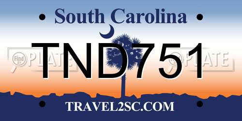 TND751 South Carolina License Plate