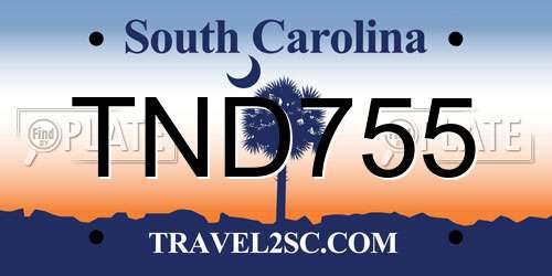 TND755 South Carolina License Plate